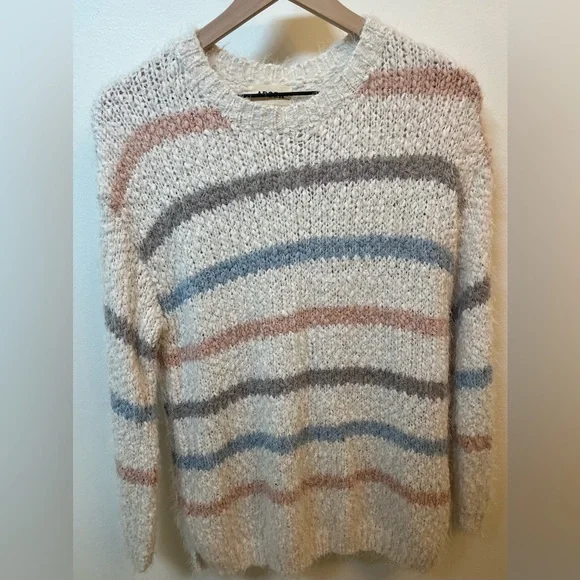 Adora popcorn fuzzy soft striped Multicolor Sweater, size S - Picture 3 of 10